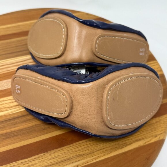 GAP City Flats Navy Patent Foldable Ballet Flats 8.5 Padded Sole Travel Comfort - Picture 4 of 6